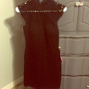 Lace black mini dress